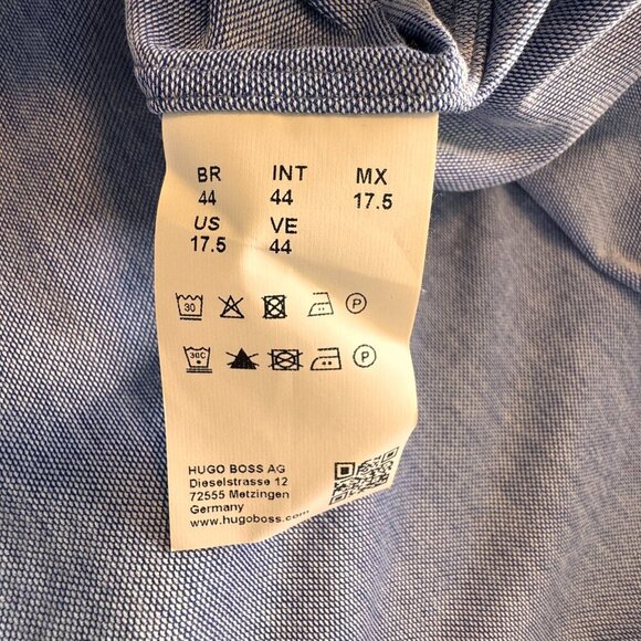 Hugo Boss Tailored Slim Fit Cotton Long Sleeve Button Down Shirt Blue - Picture 6 of 8